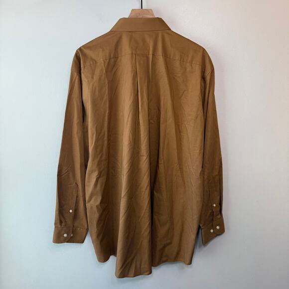 Stafford Men's Easy Care Broadcloth Travel Button Dress Shirt Brown Size XXL - Picture 5 of 5